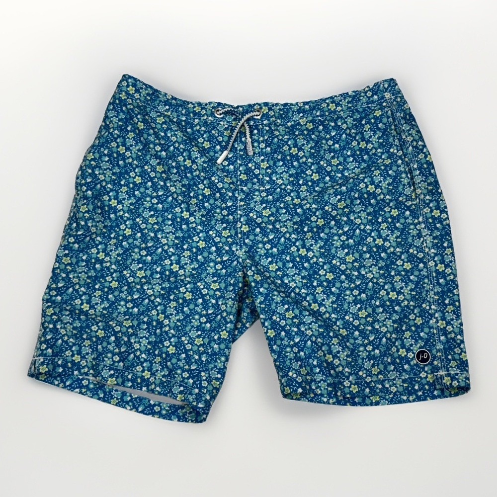 Johnnie-O Men's Size Medium Swim Trunks Blue Tyndall Board Shorts Floral Riptide
